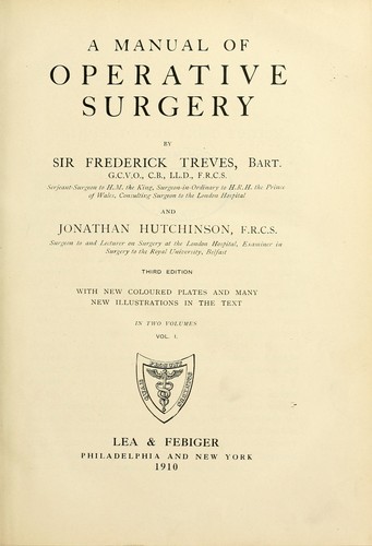 Cover for A manual of operative surgery