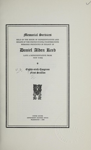 Cover for Memorial services held in the House of Representatives and Senate of the United States
