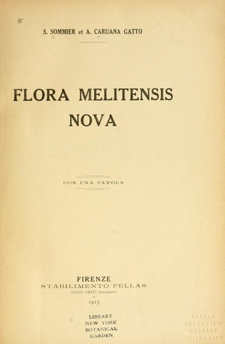 Cover for Flora melitensis nova
