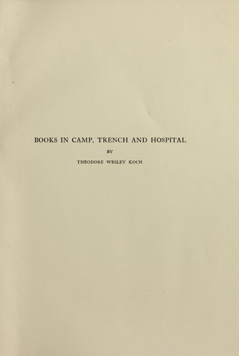Cover for Books in camp, trench and hospital.
