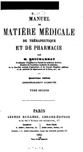 Cover for Manuel de matiere medicale de therapeutique et de pharmacie. v.2, 1864-65