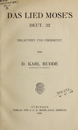 Cover for Das Lied Mose's