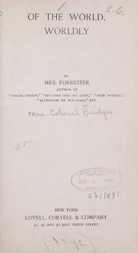 Cover for Of the world, worldly