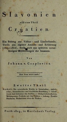 Cover for Slavonien und zum Theil Croatien