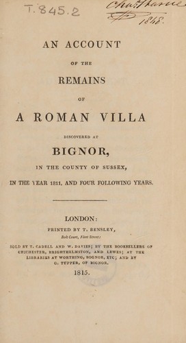 Cover for An account of the remains of a Roman villa discovered at Bignor, in ... Sussex in ... 1811