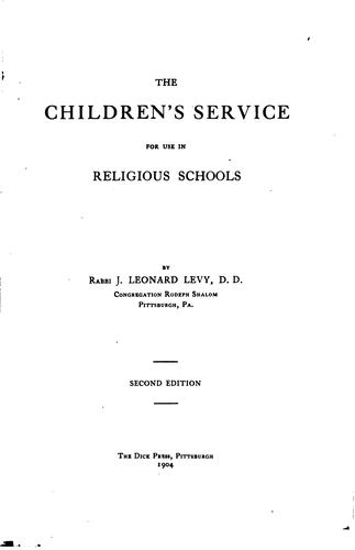 Cover for The Children's Service: For Use in Religious Schools