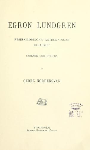 Cover for Reseskildringar, anteckningar och bref, samlade och utgifna av Georg Nordensvan.