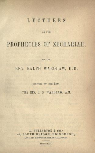 Cover for Lectures on the prophecies of Zechariah
