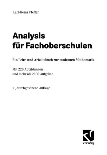 Cover for Analysis für Fachoberschulen