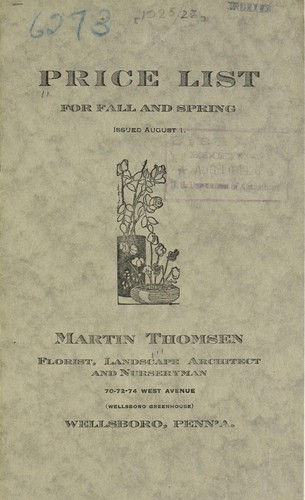 Cover for Price list for fall and spring