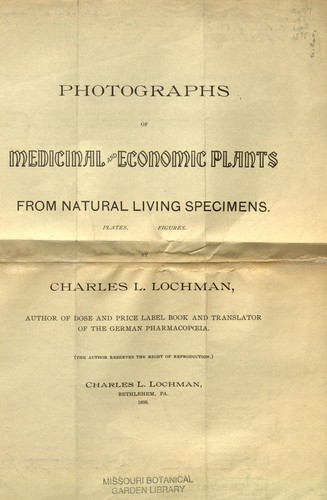Cover for Photographs of medicinal and economic plants from natural specimens