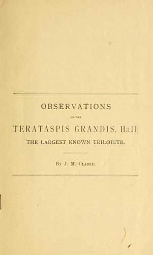 Cover for Observations on the Terataspis grandis, Hall, the largest known trilobite
