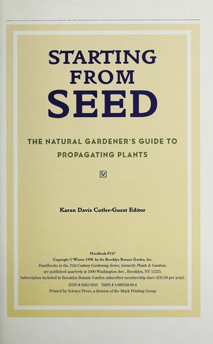 Cover for Starting from seed