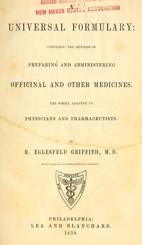 Cover for A universal formulary