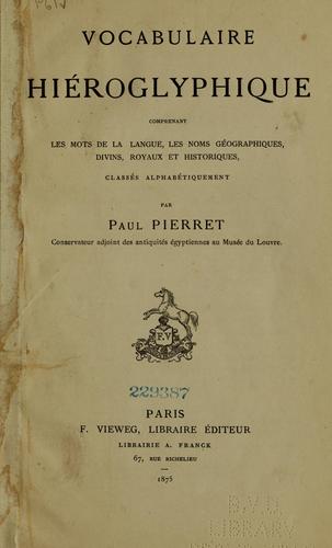 Cover for Vocabulaire hiéroglyphique