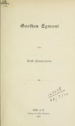 Cover for Goethes Egmont.