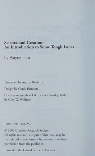 Cover for Science and creation