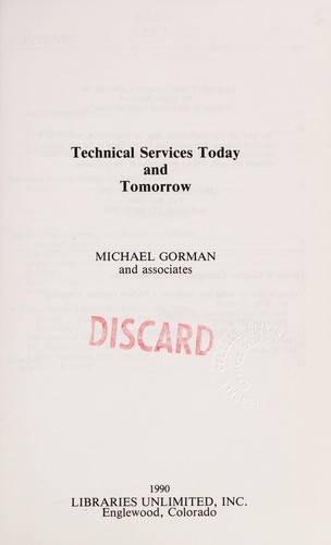Cover for Technical services today and tomorrow