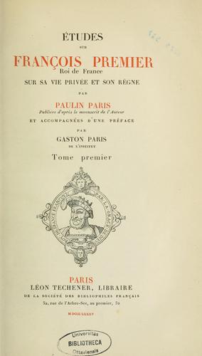 Cover for Études sur François premier, roi de France