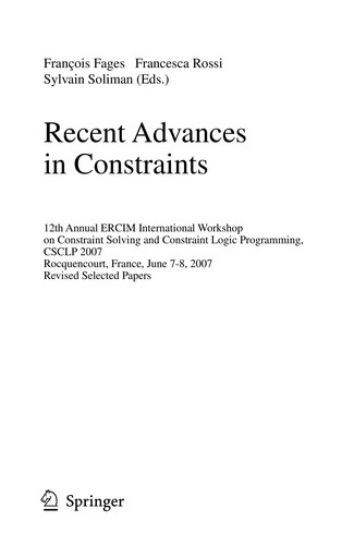 Cover for Recent advances in constraints