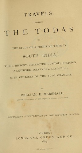 Cover for Travels amongst the Todas