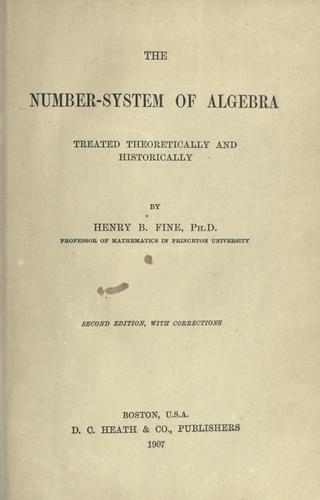 Cover for The number-system of algebra