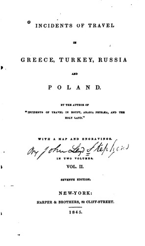 Cover for Incidents of Travel in Greece, Turkey, Russia, and Poland