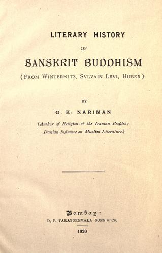 Cover for Literary history of Sanskrit Buddhism