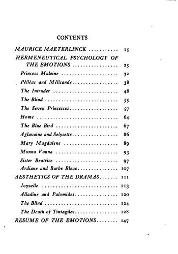 Cover for The Psychology of Maeterlinck: As Shown in His Dramas