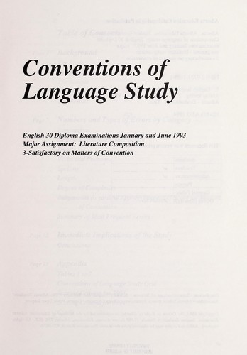 Cover for Conventions of language study