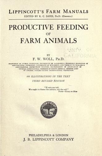 Cover for Productive feeding of farm animals