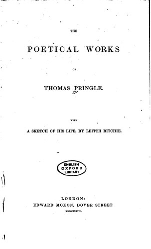 Cover for The Poetical Works of Thomas Pringle: With a Sketch of His Life