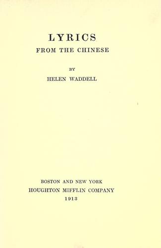 Cover for Lyrics from the Chinese