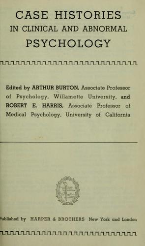 Cover for Case histories in clinical and abnormal psychology
