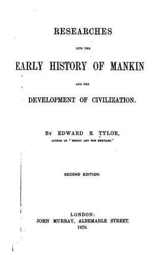 Cover for Researches into the early history of mankind and the development of civilization.