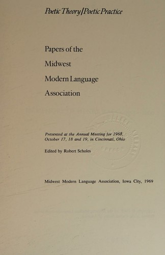 Cover for Poetic theory, poetic practice;