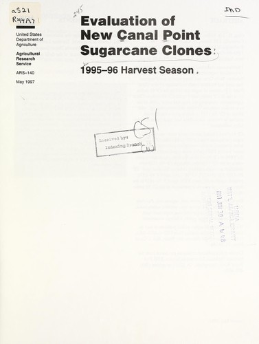 Cover for Evaluation of new Canal Point sugarcane clones: 1995-96 harvest season