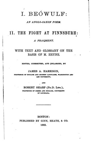 Cover for I. Beówulf: An Anglo-Saxon Poem. II. The Fight at Finnsburh: a Fragment