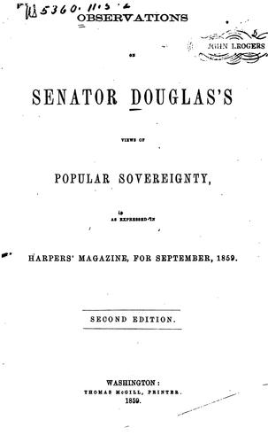 Cover for Observations on Senator Douglas's views of popular sovereignty