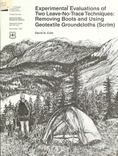 Cover for Experimental evaluations of two leave-no-trace techniques
