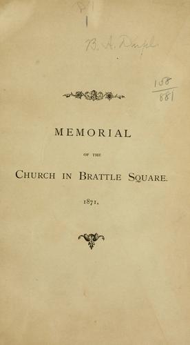 Cover for Memorial of the church in Brattle square.