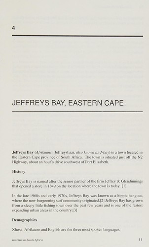 Cover for Tourism in South Africa