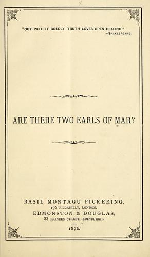 Cover for Are there two Earls of Mar?