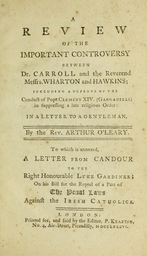 Cover for A review of the important controversy between Dr. Carroll and the Rev. Messrs. Wharton and Hawkins
