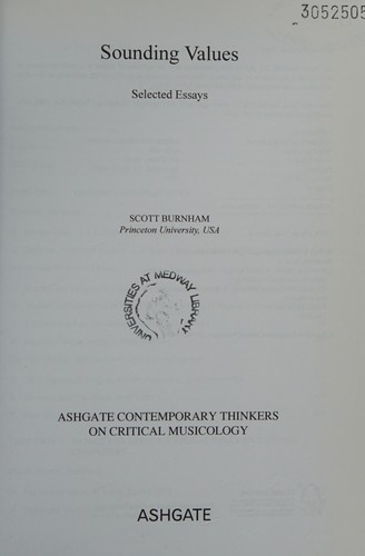 Cover for Sounding Values