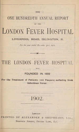 Cover for Report of the London Fever Hospital, Liverpool Road, Islington, for the year ending 31st December 1901
