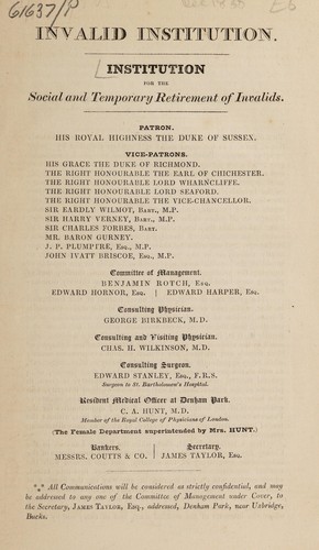 Cover for Invalid institution