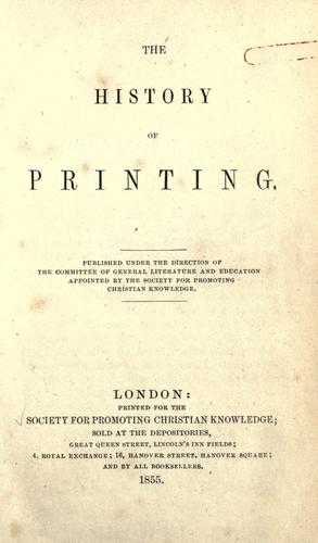 Cover for The history of printing.