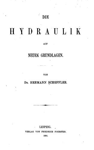 Cover for Die Hydraulik auf neuen Grundlagen