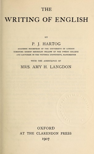 Cover for The writing of English